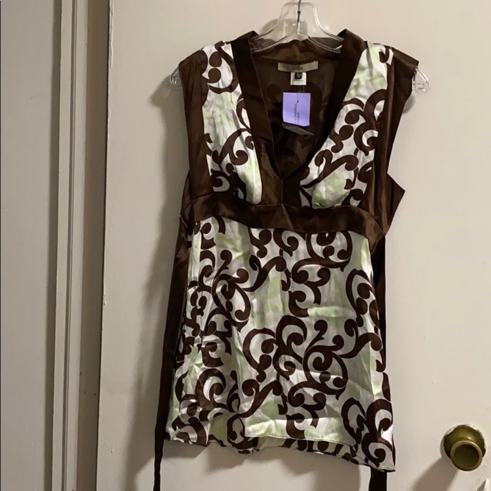 Brown patterned silk blouse